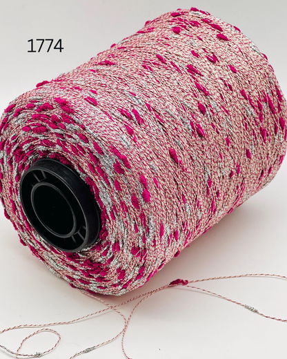 Luxury Italian cotton lurex yarn SUNFLOWER by RiGo
Textured cocoon sparkle yarn for Chanel style knitting
Italian lace weight cotton yarn with lurex cocoons
RiGo SUNFLOWER artistic textured fashion yarn
Luxury Italian yarn for couture knitwear and weaving