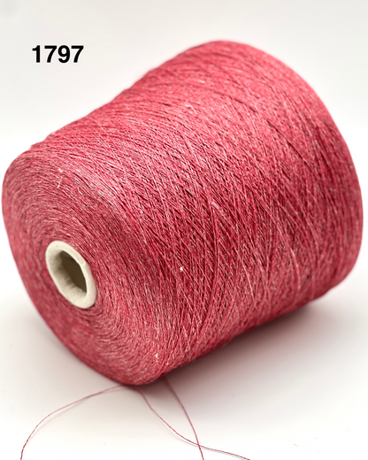 Red spool of yarn on a white background
