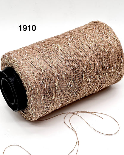 Spool of brown thread with a visible brand number on a white background