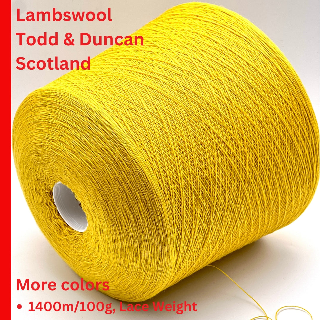 Todd & Duncan LAMAINE luxury 100% lambswool lace weight yarn, ultra-fine Nm 1/14 industrial construction made in Scotland, suitable for multi-strand knitting and refined garments at iDOKNiT.