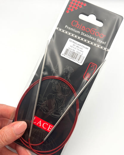 ChiaoGoo RED Lace 32 inch fixed circular stainless steel knitting needles