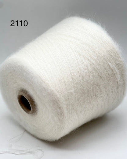 Elite iDOKNiT luxury lace weight yarn, AURORA by Filcom Italy. 70% super kid mohair and 30% silk blend, Nm 8500. Authentic Italian-made fluffy yarn with a dreamy halo and elegant silk core curated by iDOKNiT for professional knitting