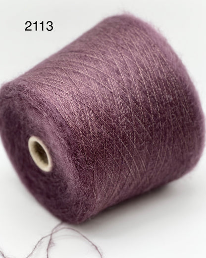 Elite iDOKNiT luxury lace weight yarn, AURORA by Filcom Italy. 70% super kid mohair and 30% silk blend, Nm 8500. Authentic Italian-made fluffy yarn with a dreamy halo and elegant silk core curated by iDOKNiT for professional knitting