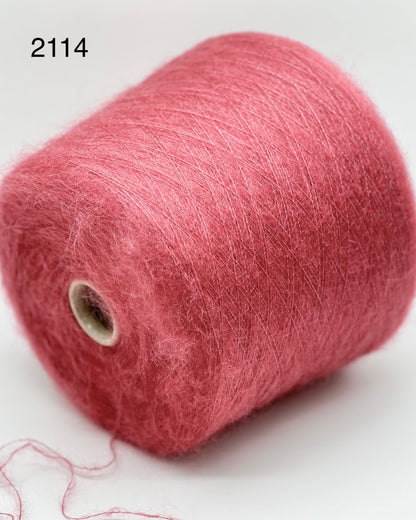 Elite iDOKNiT luxury lace weight yarn, AURORA by Filcom Italy. 70% super kid mohair and 30% silk blend, Nm 8500. Authentic Italian-made fluffy yarn with a dreamy halo and elegant silk core curated by iDOKNiT for professional knitting