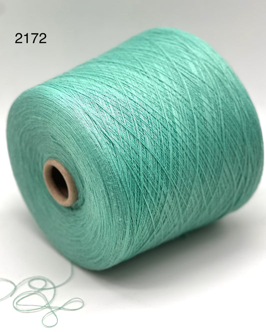 Sustainable iDOKNiT fine weight yarn, 100% Polyester by Filartex S.p.A. Italy. High-quality 3-ply construction with GRS certified recycled-material standards. Authentic Italian-made durable yarn in 2172 Light Mint, curated by iDOKNiT for eco-conscious crafting and professional-grade machine or hand knitting.