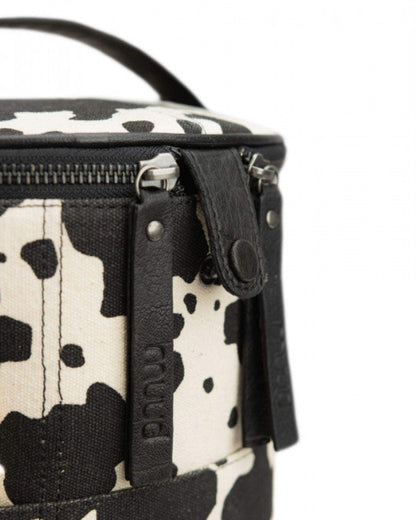 muud Saturn XL canvas project bag with genuine leather details and yarn feed holes from iDOKNiT
