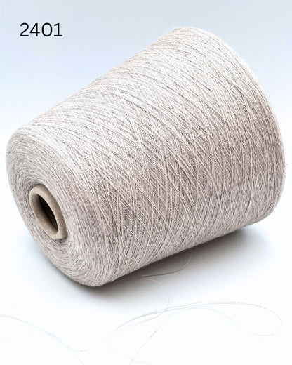 Exclusive iDOKNiT ultra fine lace weight yarn, TAHITI by Botto Giuseppe Italy. A premium smooth mill yarn blend of 50% cotton and 50% merino wool providing 2400m per 100g. Authentic Italian-made luxury fiber curated by iDOKNiT for crisp standalone multi-strand knitting, fine gauge weaving, and carrying as a companion yarn to add structure and elasticity.