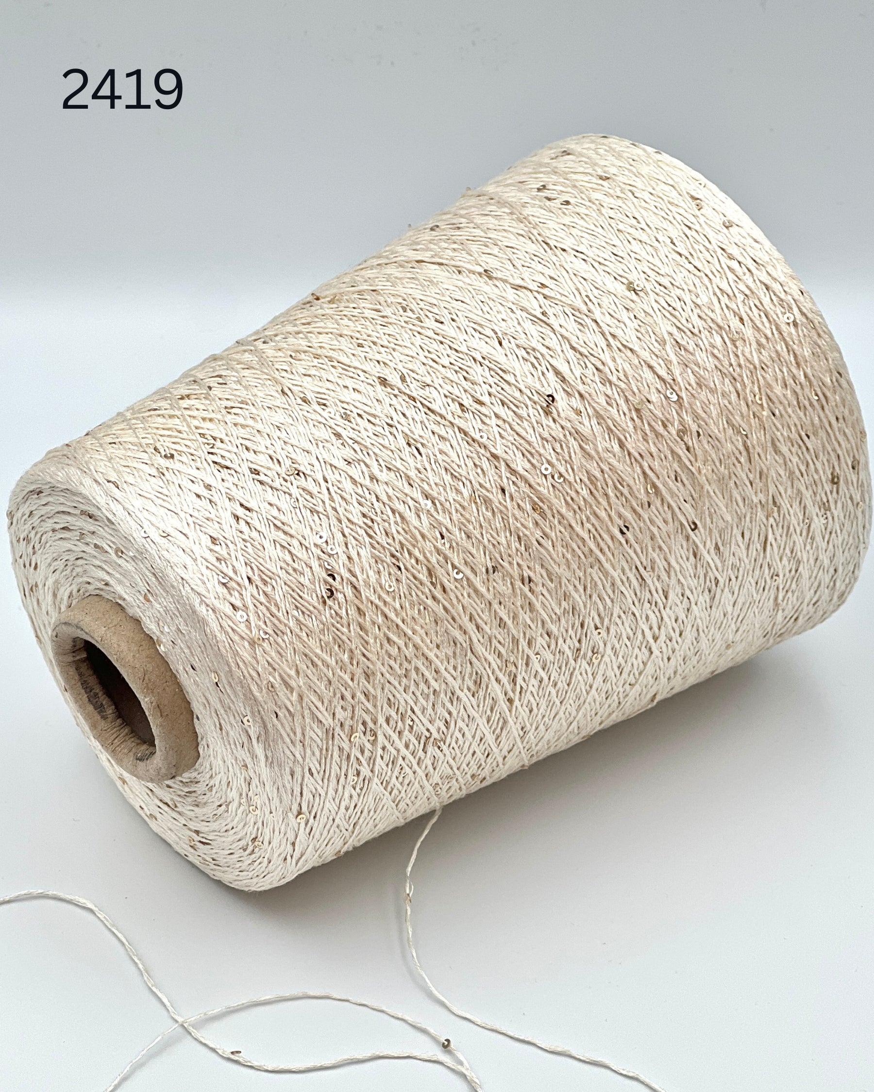 G&G Filati MULBERRY SETA luxury 100 mulberry silk lace weight yarn with integrated 2mm paillette sequins wound for boutique knitwear