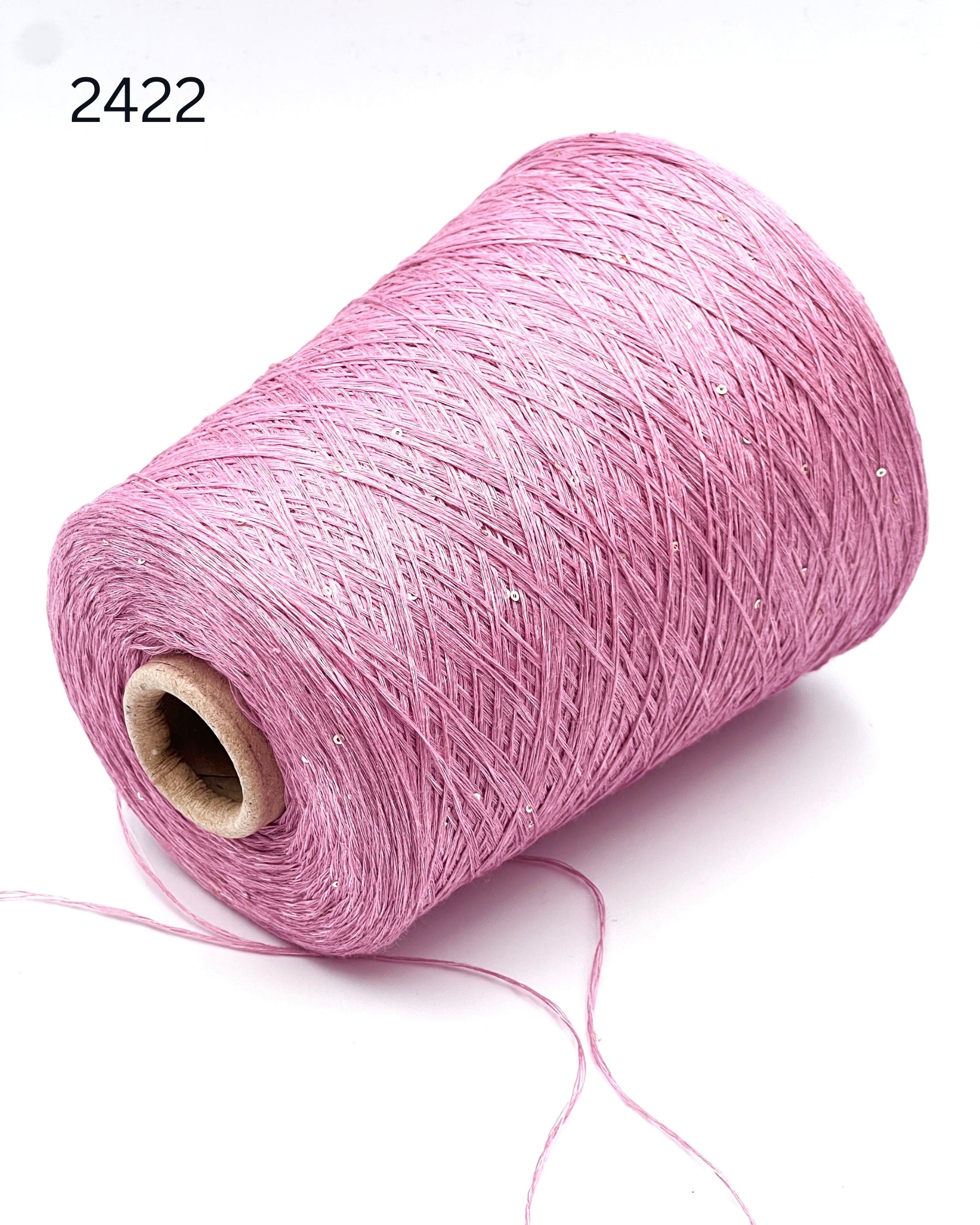 G&G FILATI LINO 6500 Italian 100% linen lace weight yarn with integrated 2 mm paillettes on cone for knitting, crochet, weaving, and machine knitting  