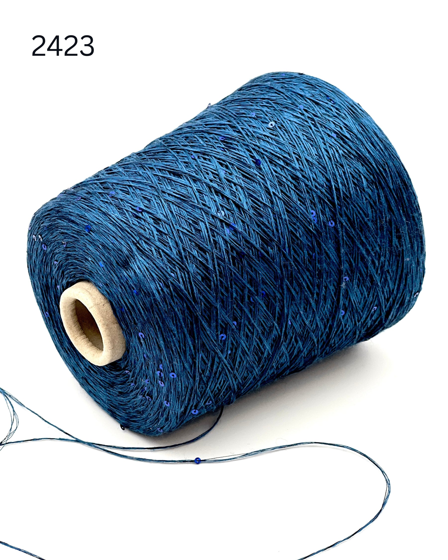 G&G FILATI LINO 6500 Italian 100% linen lace weight yarn with integrated 2 mm paillettes on cone for knitting, crochet, weaving, and machine knitting  