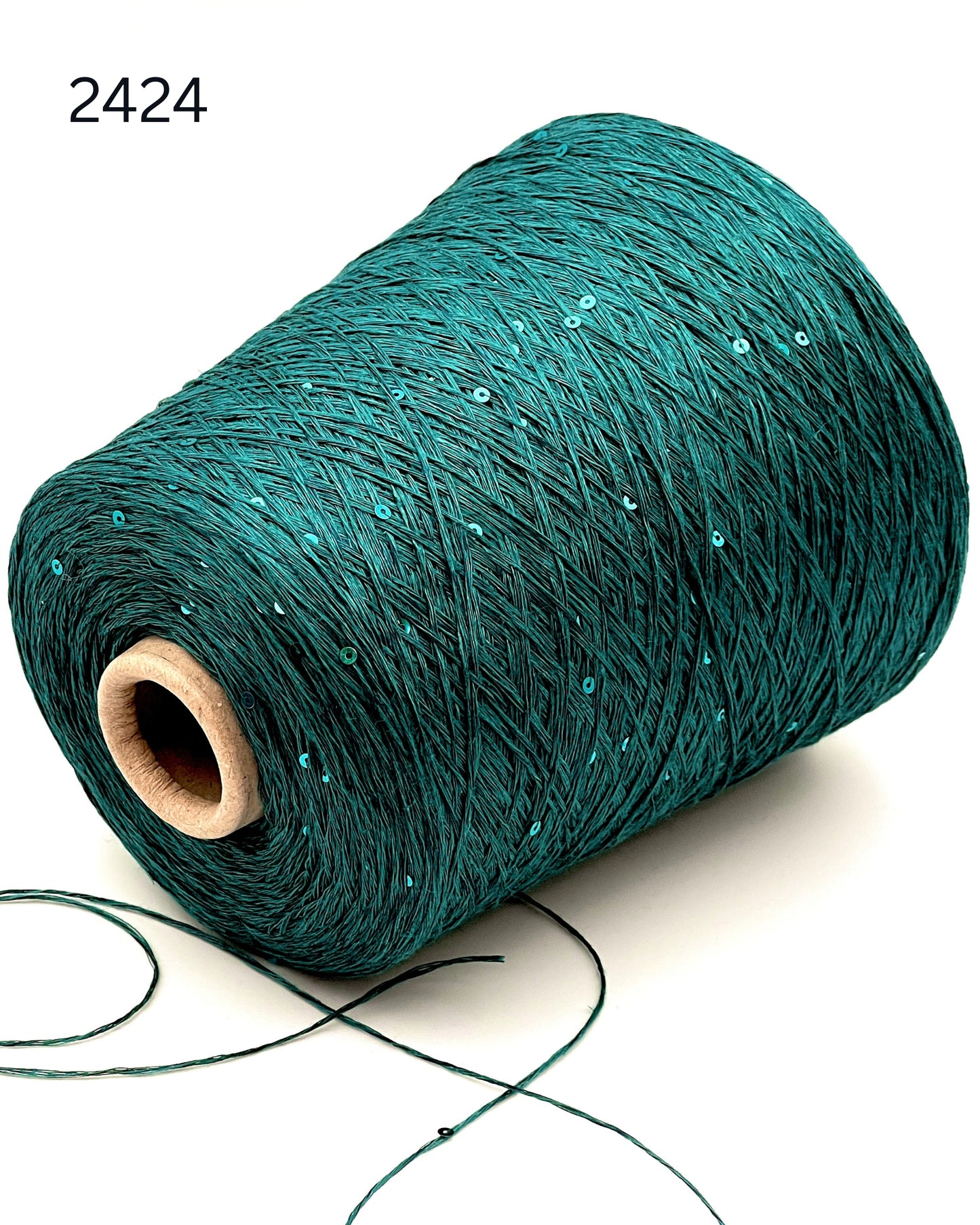 G&G FILATI SILK LINEN Italian 70 percent linen 30 percent silk fingering weight yarn with integrated 3mm paillettes on cone for knitting crochet weaving and machine knitting