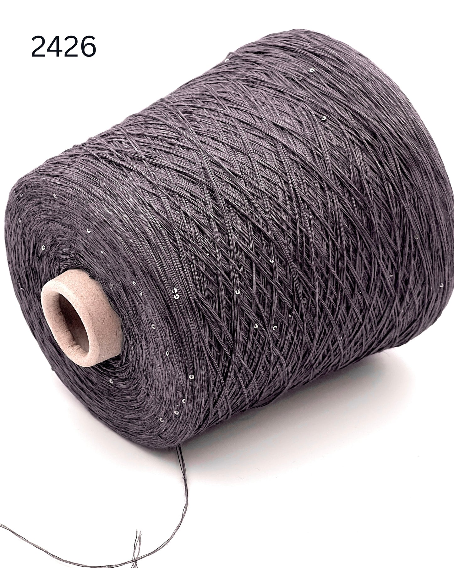 G&G FILATI PAILLETTES Italian 100 percent linen lace weight yarn with integrated 2mm micro sequins on cone for knitting crochet weaving and machine knitting