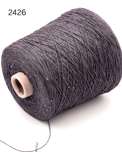 G&G FILATI PAILLETTES Italian 100 percent linen lace weight yarn with integrated 2mm micro sequins on cone for knitting crochet weaving and machine knitting
