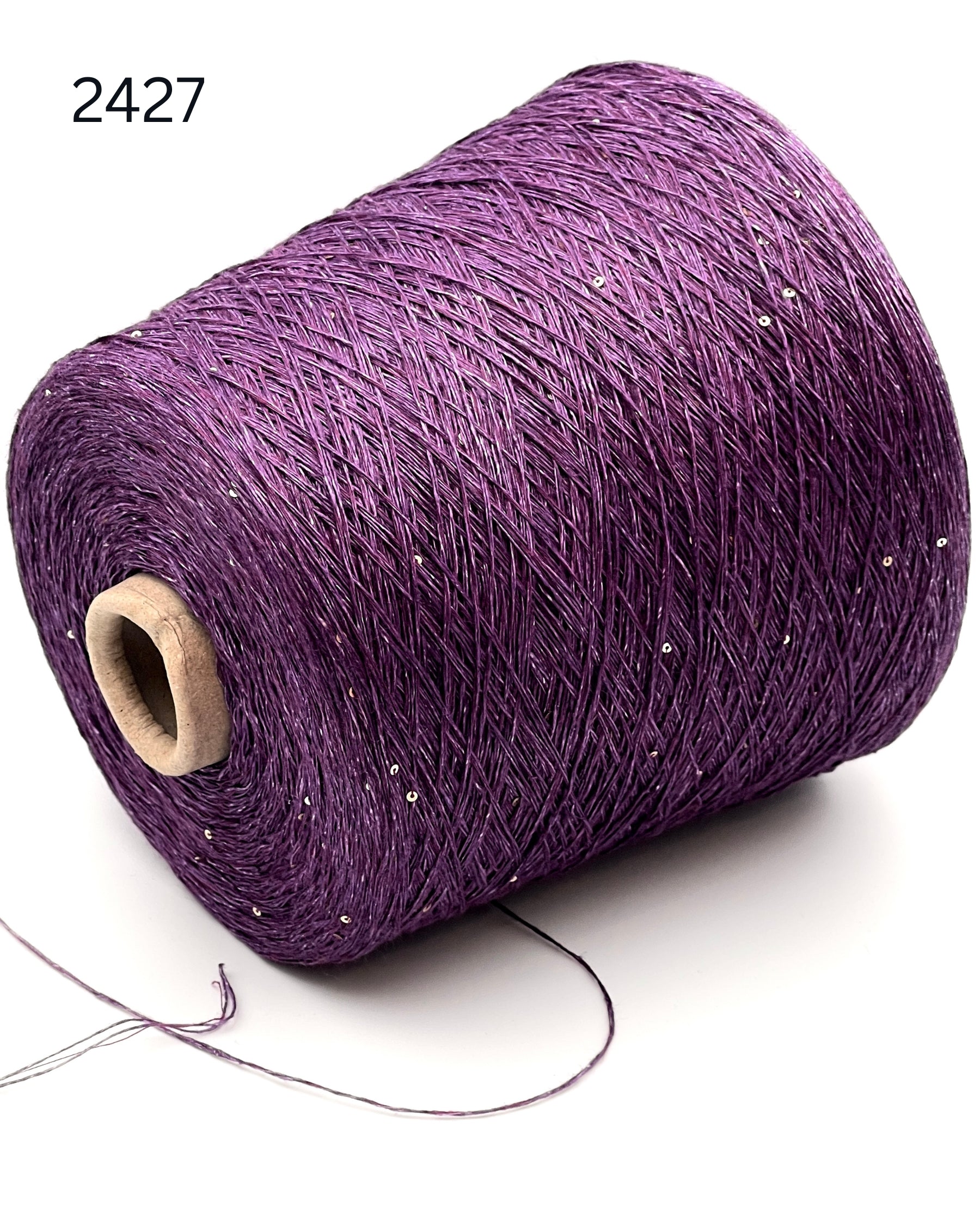 G&G FILATI PAILLETTES Italian 100 percent linen lace weight yarn with integrated 2mm micro sequins on cone for knitting crochet weaving and machine knitting