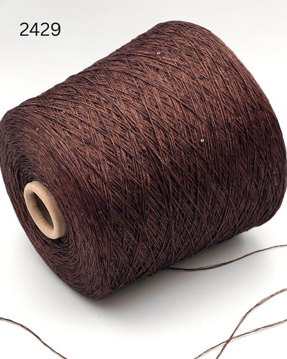 G&G FILATI PAILLETTES Italian 100 percent linen lace weight yarn with integrated 2mm micro sequins on cone for knitting crochet weaving and machine knitting