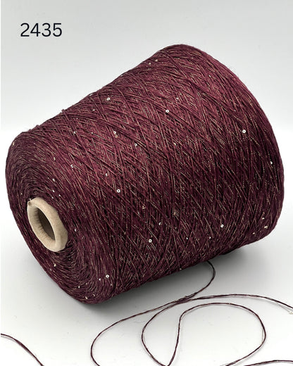 GG FILATI LINO 430 Italian 100 percent flax linen fingering weight yarn with integrated 2mm sequins and metallic lurex on cone from iDOKNiT