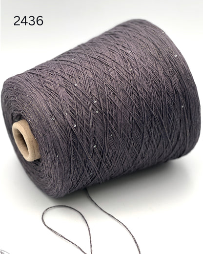 GG FILATI LINO 430 Italian 100 percent flax linen fingering weight yarn with integrated 2mm sequins and metallic lurex on cone from iDOKNiT