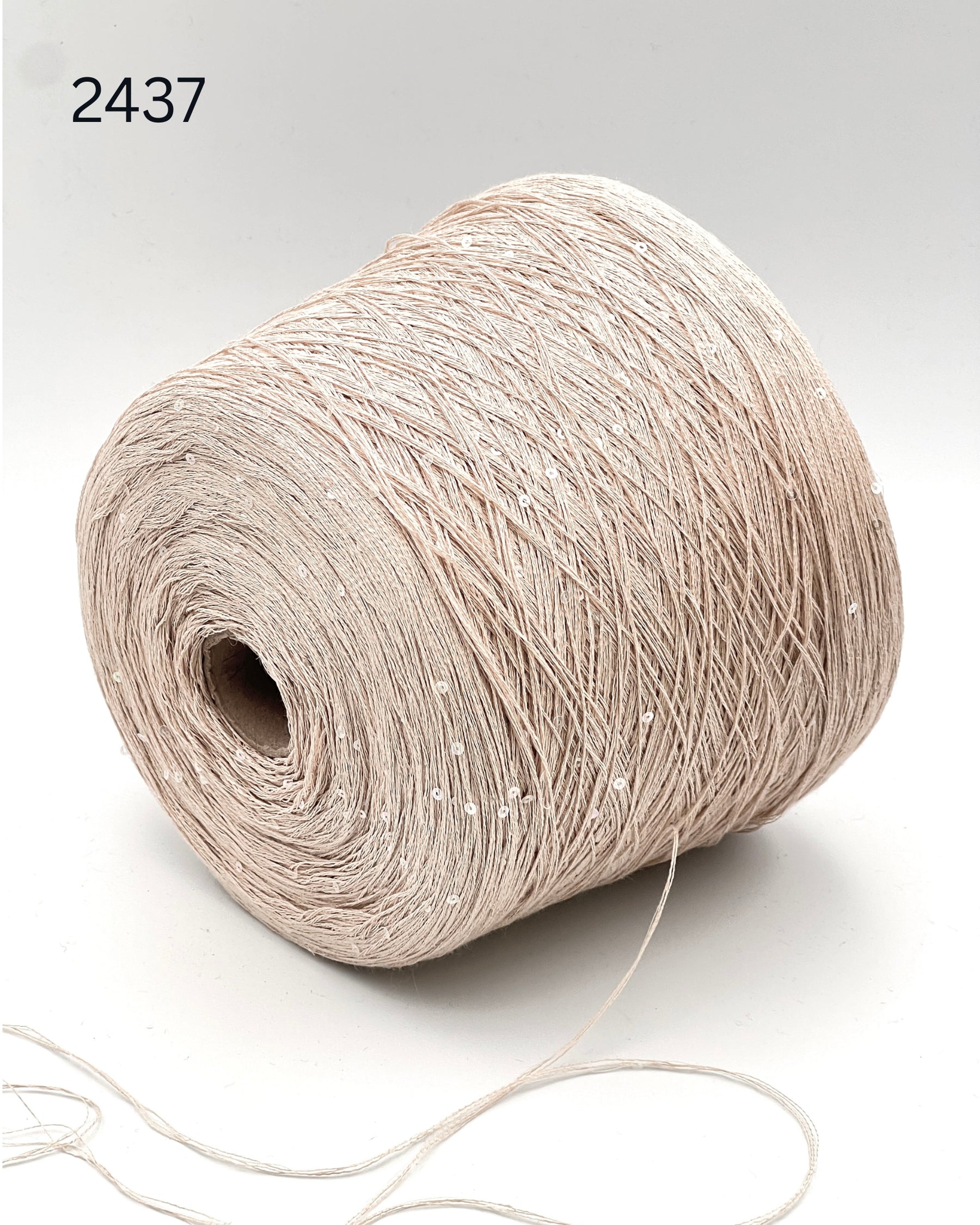 GG FILATI VISCOLINO Italian flax linen viscose blend lace weight yarn with integrated 3mm holographic sequins on cone from iDOKNiT