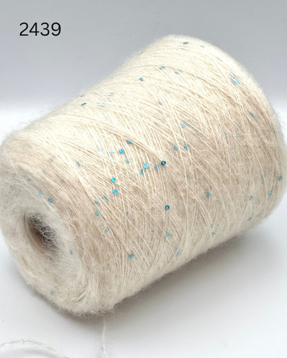 GG FILATI CIGNO Italian superkid mohair silk lace fingering weight yarn with integrated 3mm sequins on cone from iDOKNiT