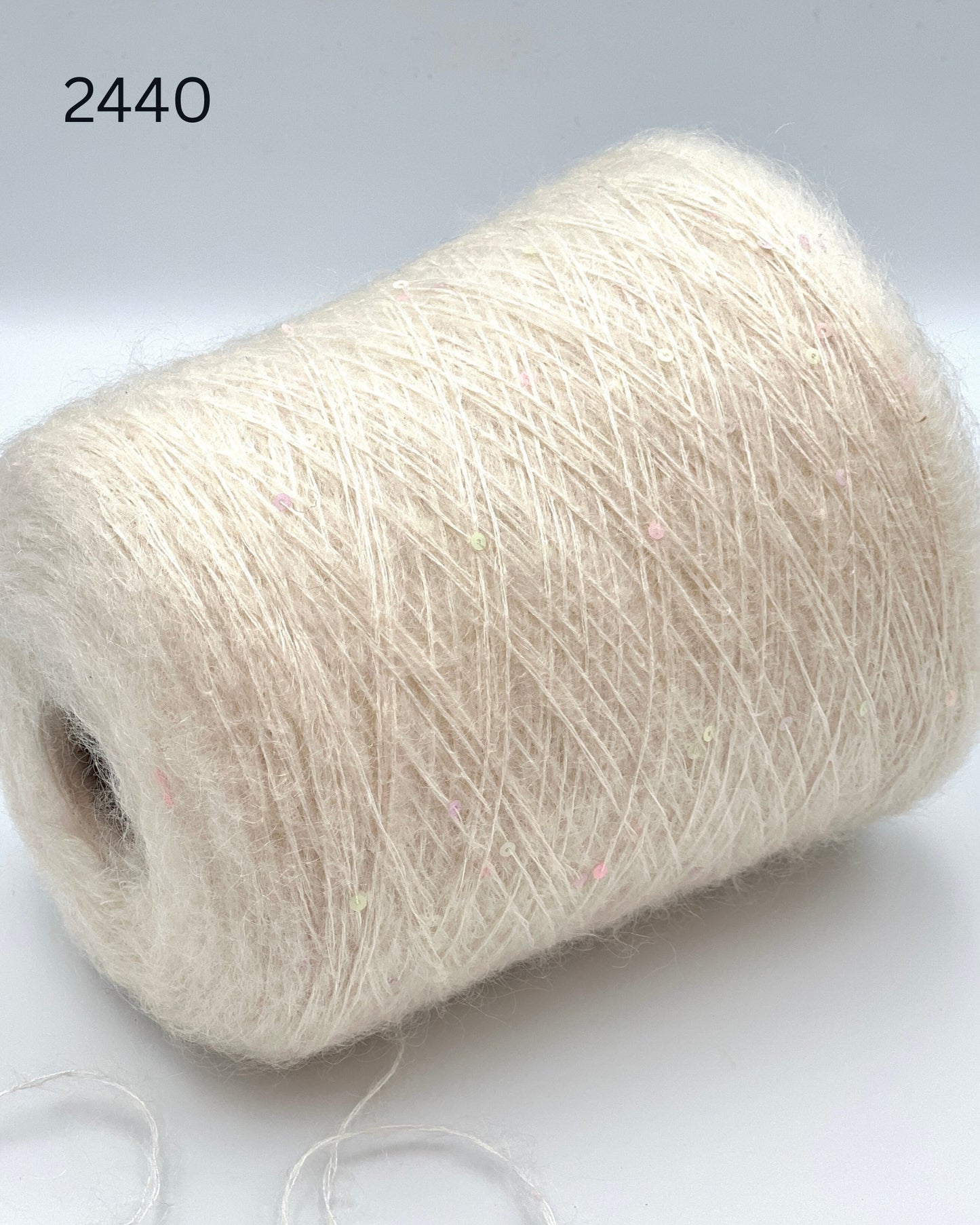 GG FILATI CIGNO Italian superkid mohair silk lace fingering weight yarn with integrated 3mm sequins on cone from iDOKNiT