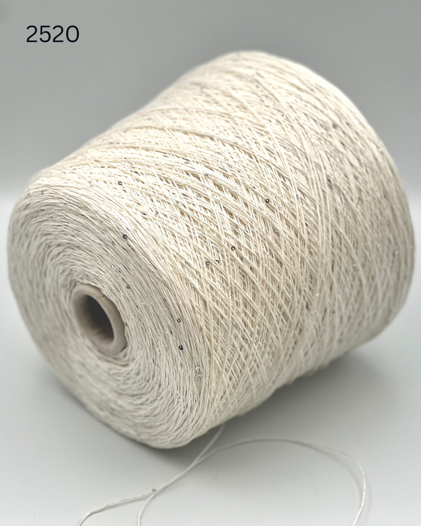 Rigo Saint Tropez linen silk silver paillette fingering weight yarn in balls from iDOKNiT