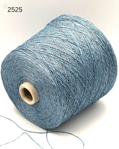 Hilo brillante de seda y lino Paillettes, SAINT TROPEZ, hilo italiano de lujo de RiGo, en ovillos o conos, grosor fingering, 400 m/100 g (437 y/3,52 oz)