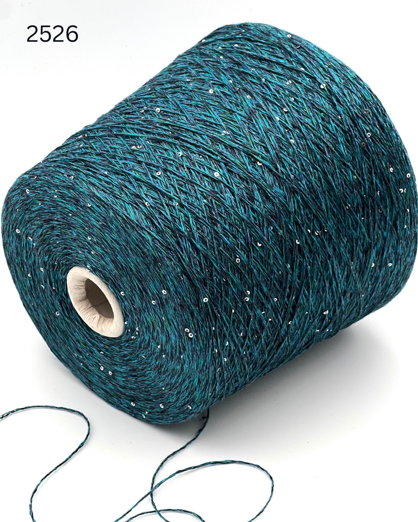 Hilo brillante de seda y lino Paillettes, SAINT TROPEZ, hilo italiano de lujo de RiGo, en ovillos o conos, grosor fingering, 400 m/100 g (437 y/3,52 oz)