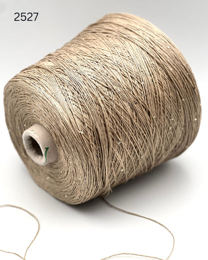 Hilo brillante de seda y lino Paillettes, SAINT TROPEZ, hilo italiano de lujo de RiGo, en ovillos o conos, grosor fingering, 400 m/100 g (437 y/3,52 oz)