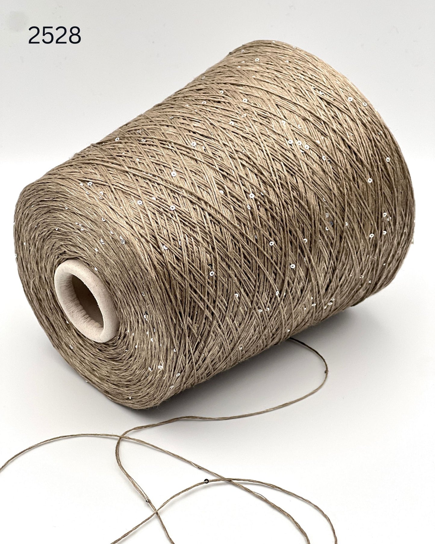 Hilo brillante de seda y lino Paillettes, SAINT TROPEZ, hilo italiano de lujo de RiGo, en ovillos o conos, grosor fingering, 400 m/100 g (437 y/3,52 oz)