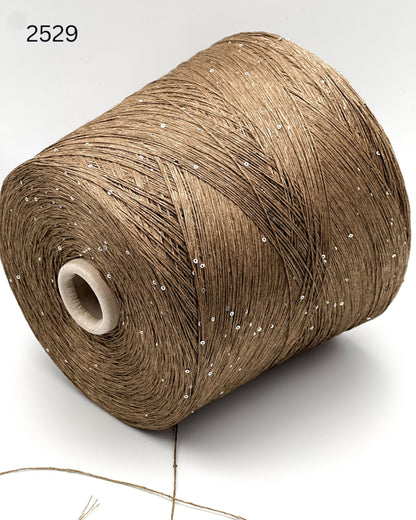 Hilo brillante de seda y lino Paillettes, SAINT TROPEZ, hilo italiano de lujo de RiGo, en ovillos o conos, grosor fingering, 400 m/100 g (437 y/3,52 oz)