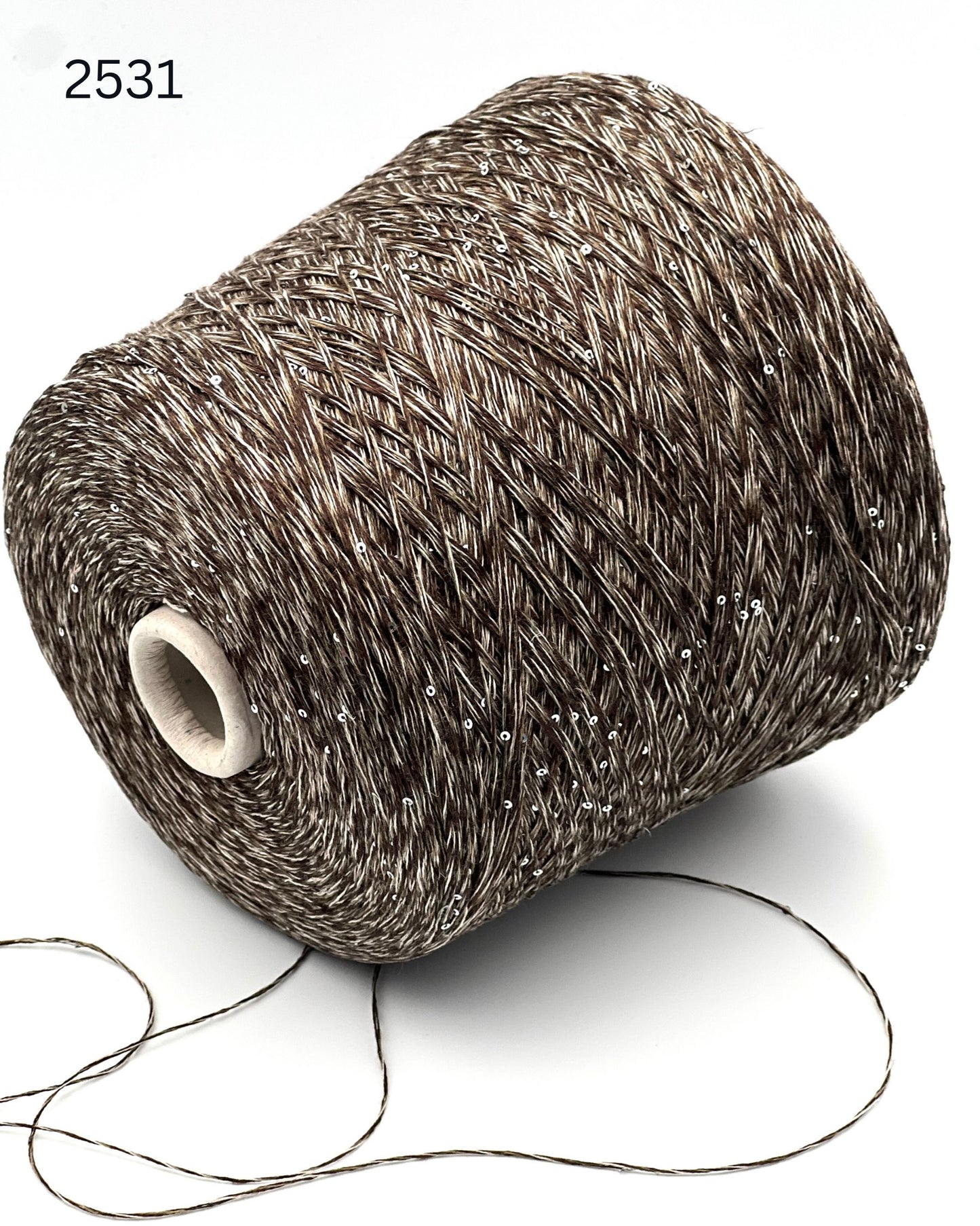 Hilo brillante de seda y lino Paillettes, SAINT TROPEZ, hilo italiano de lujo de RiGo, en ovillos o conos, grosor fingering, 400 m/100 g (437 y/3,52 oz)