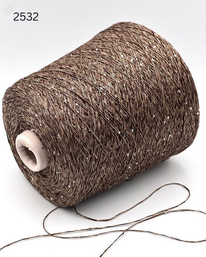 Hilo brillante de seda y lino Paillettes, SAINT TROPEZ, hilo italiano de lujo de RiGo, en ovillos o conos, grosor fingering, 400 m/100 g (437 y/3,52 oz)