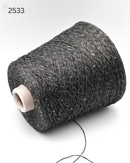 Hilo brillante de seda y lino Paillettes, SAINT TROPEZ, hilo italiano de lujo de RiGo, en ovillos o conos, grosor fingering, 400 m/100 g (437 y/3,52 oz)
