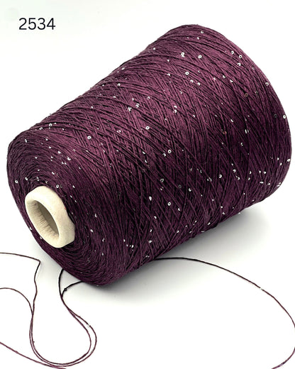 Hilo brillante de seda y lino Paillettes, SAINT TROPEZ, hilo italiano de lujo de RiGo, en ovillos o conos, grosor fingering, 400 m/100 g (437 y/3,52 oz)