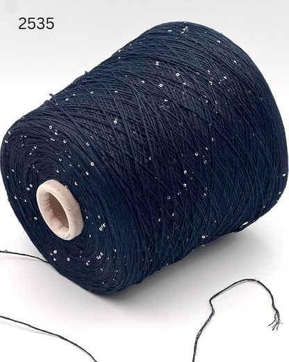 Hilo brillante de seda y lino Paillettes, SAINT TROPEZ, hilo italiano de lujo de RiGo, en ovillos o conos, grosor fingering, 400 m/100 g (437 y/3,52 oz)