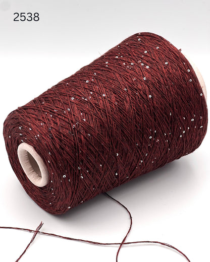 Hilo brillante de seda y lino Paillettes, SAINT TROPEZ, hilo italiano de lujo de RiGo, en ovillos o conos, grosor fingering, 400 m/100 g (437 y/3,52 oz)