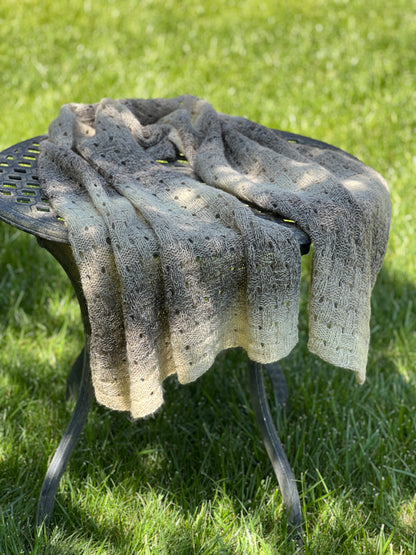 Gradient Hand-Knitted Palantine Shawl Scarf, Dundaga Wool Alpaca Oversized Wrap, Van Gogh Monet Goya Artist Collection