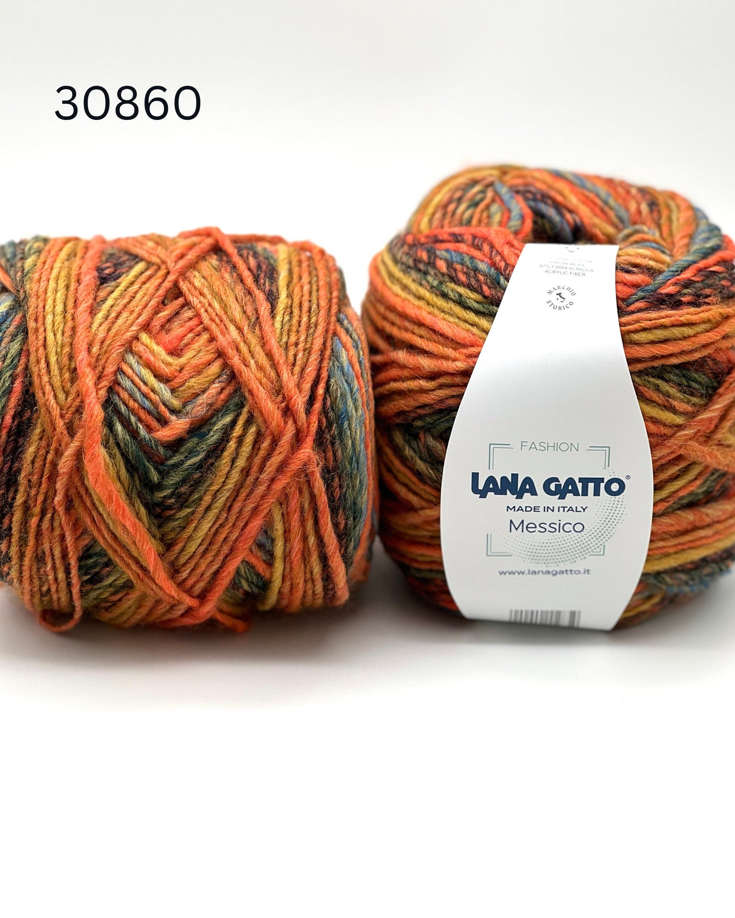 Lana Gatto MESSICO wool acrylic Aran yarn made in Italy with printed color transitions for sweaters cardigans scarves hats and cozy winter knitwear