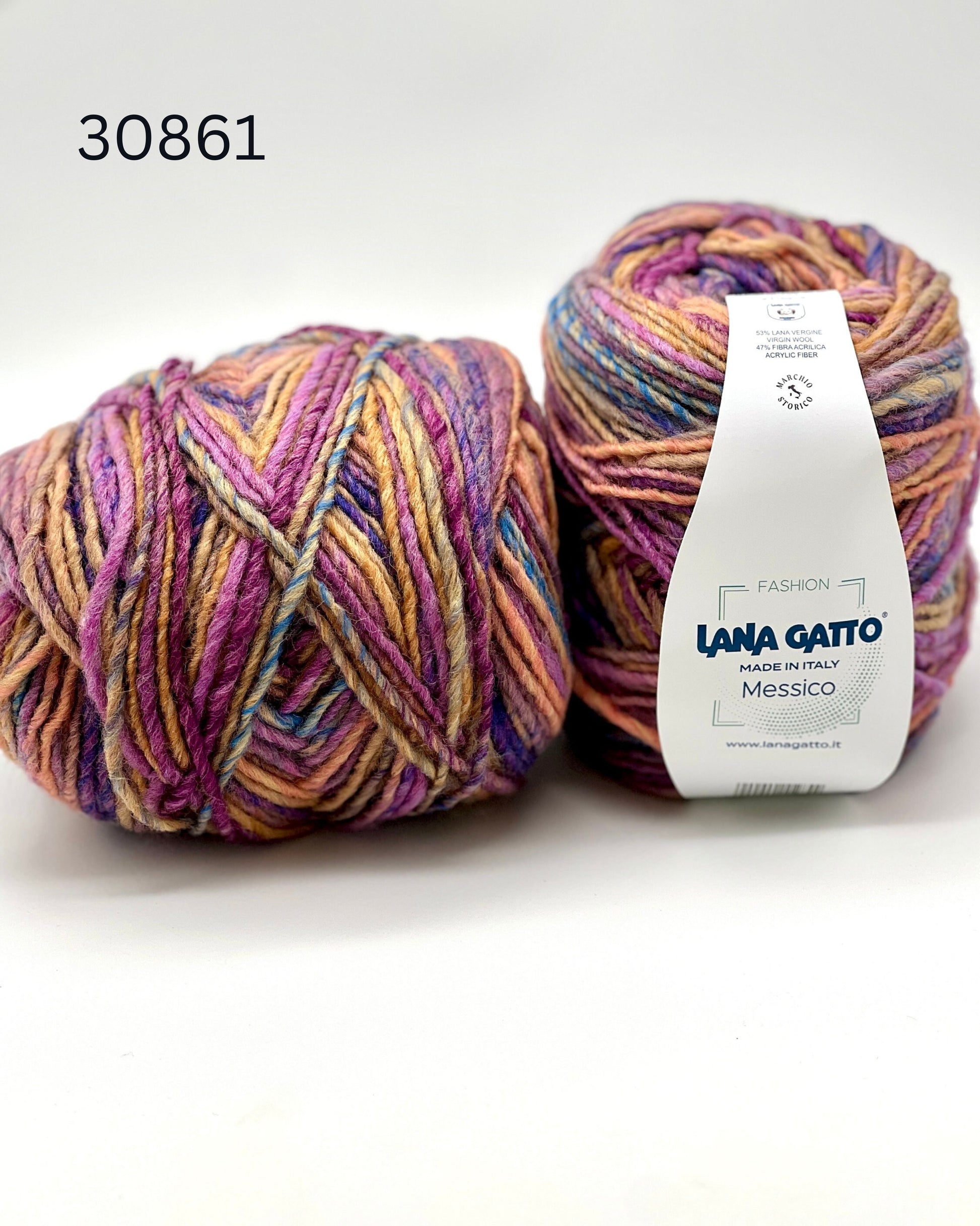 Lana Gatto MESSICO wool acrylic Aran yarn made in Italy with printed color transitions for sweaters cardigans scarves hats and cozy winter knitwear