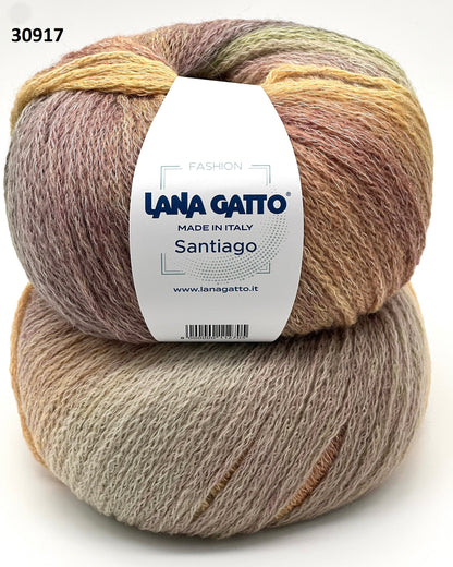 Two balls of yarn with a Lana Gatto label on a white background