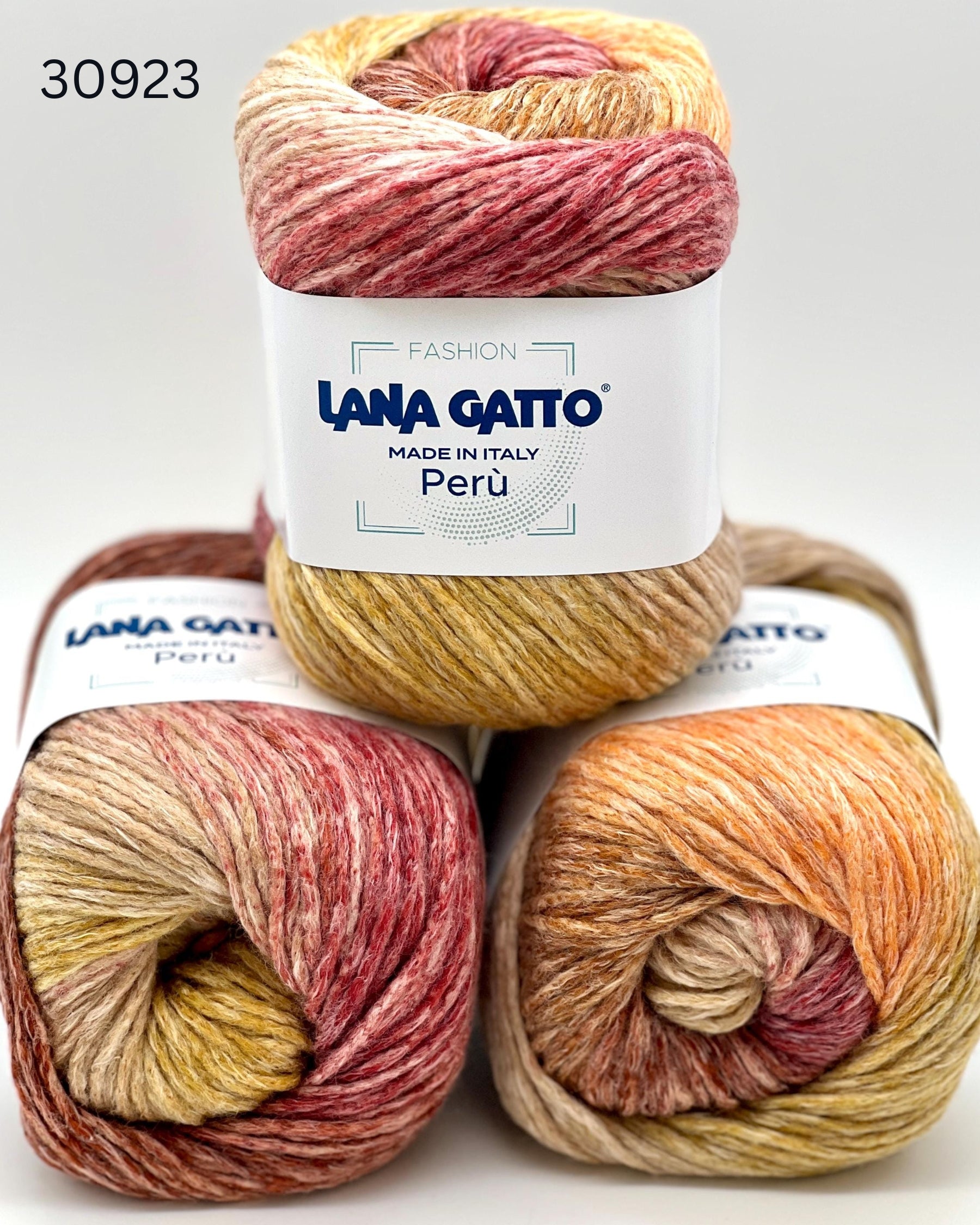 Lana Gatto Peru superwash wool cotton gradient yarn balls from iDOKNiT