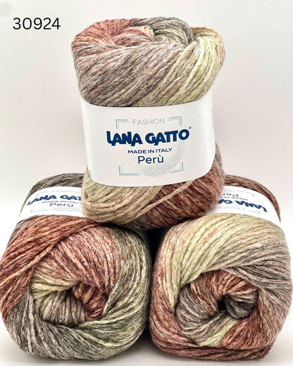 Lana Gatto Peru superwash wool cotton gradient yarn balls from iDOKNiT