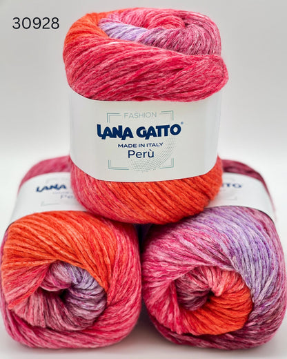 Lana Gatto Peru superwash wool cotton gradient yarn balls from iDOKNiT