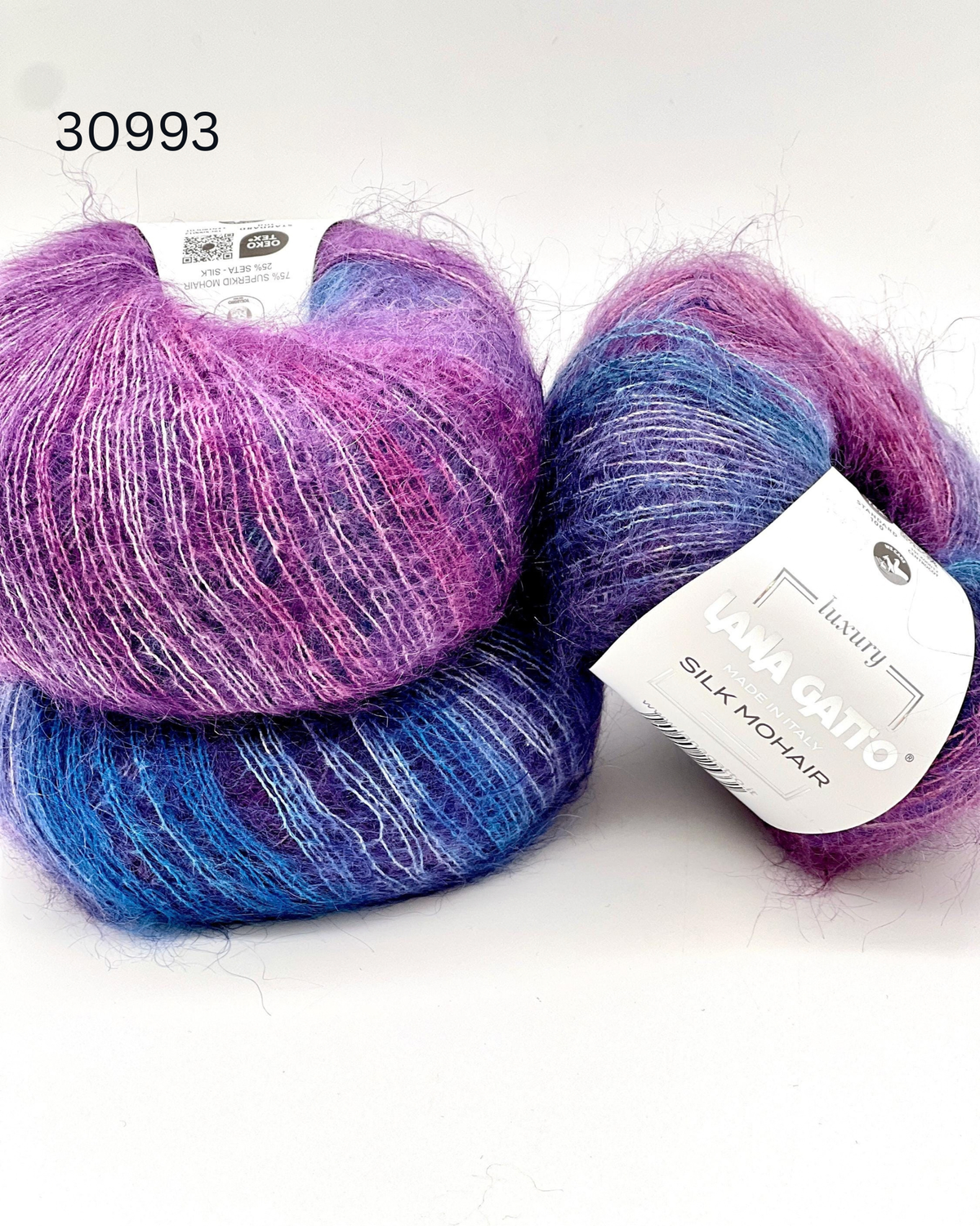 Lana Gatto Silk Mohair 75 percent SuperKid Mohair 25 percent Silk gradient lace weight yarn from iDOKNiT