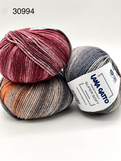 Lana Gatto SUPER SOFT Print Colors yarn ball – extra fine merino wool made in Italy