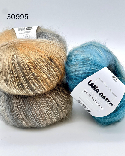 Lana Gatto Silk Mohair 75 percent SuperKid Mohair 25 percent Silk gradient lace weight yarn from iDOKNiT
