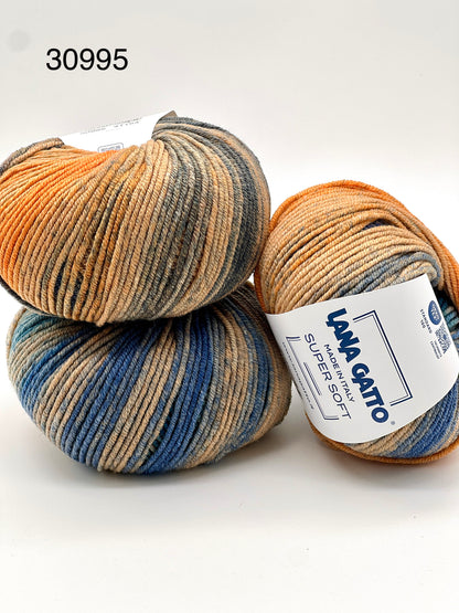 Lana Gatto SUPER SOFT Print Colors yarn ball – extra fine merino wool made in Italy