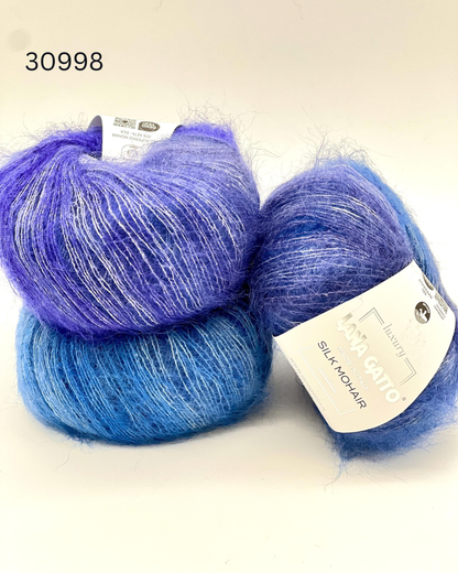 Lana Gatto Silk Mohair 75 percent SuperKid Mohair 25 percent Silk gradient lace weight yarn from iDOKNiT