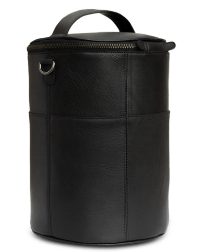 muud Saturn XL canvas project bag with genuine leather details and yarn feed holes from iDOKNiT