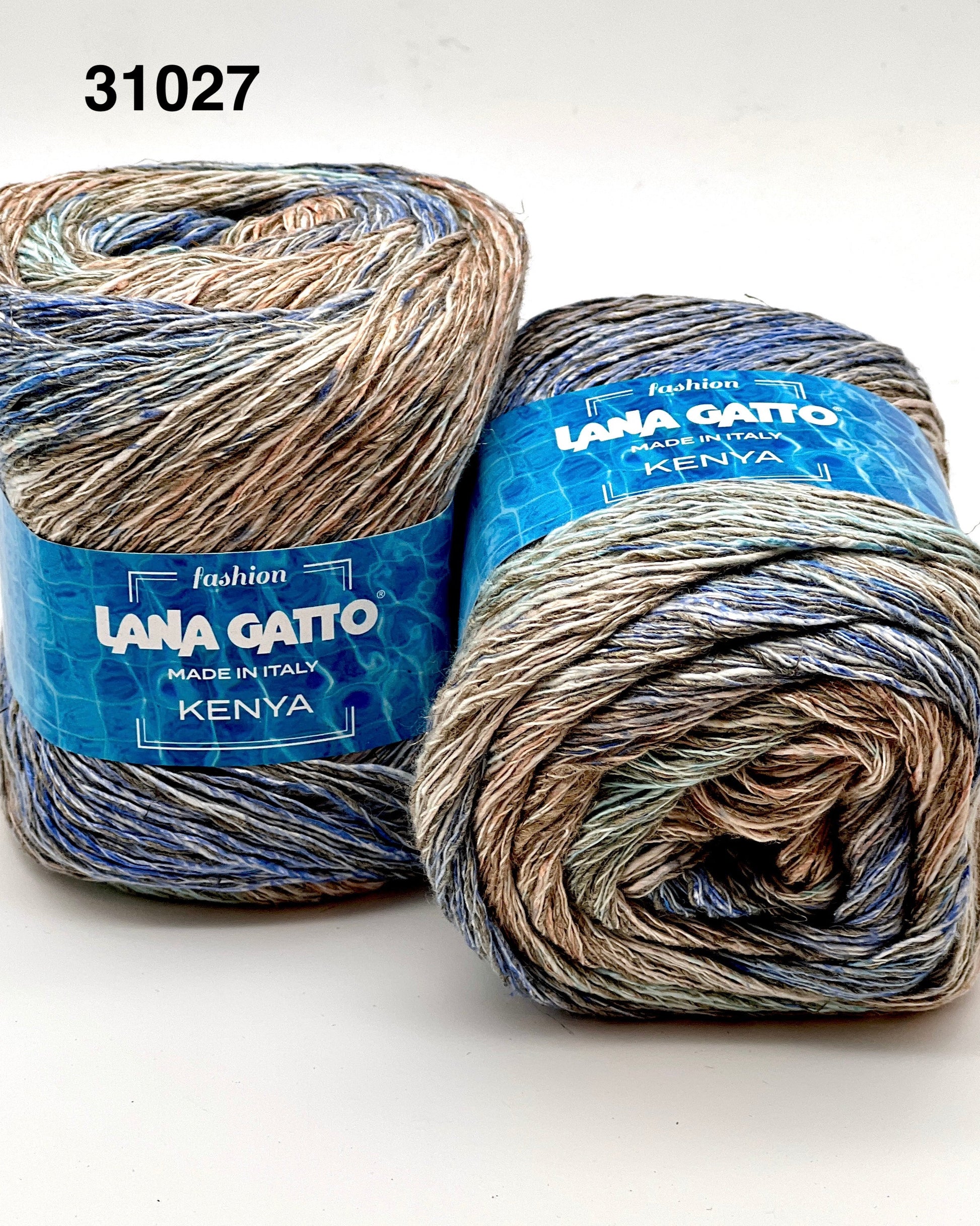 Two skeins of yarn with 'Lana Gatto' labels on a white background